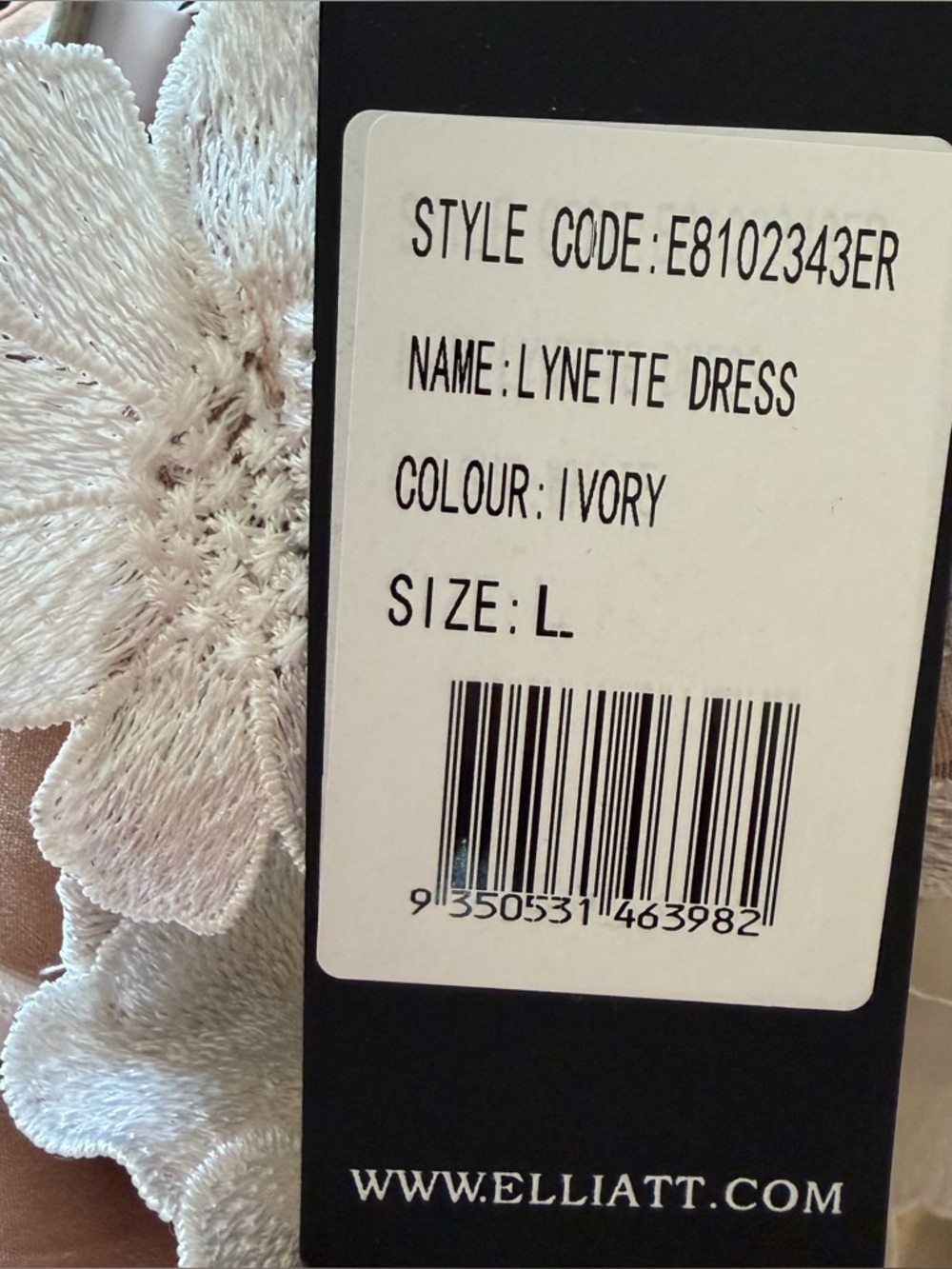 Elliatt x REVOLVE Lynette Dress Ivory Nude White Floral midi bow belt NWT L - Picture 15 of 16